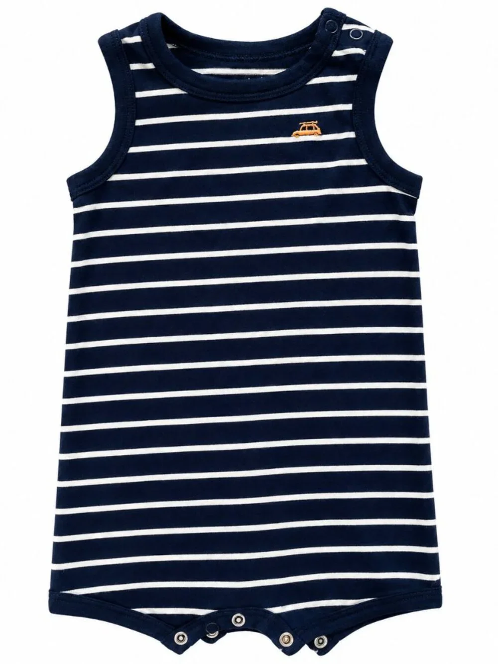 NWOT Carter’s Baby Navy White Striped Car Romper 6M Sleeveless Cotton